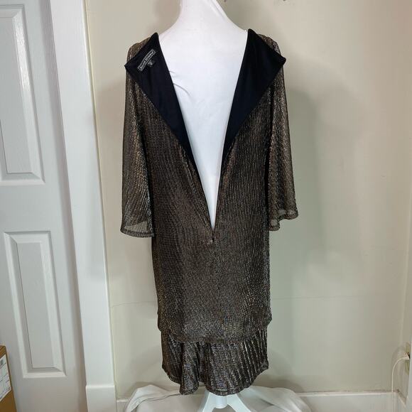 Jessica Howard Gold Silver Bronze Metallic Tier Dress Size 12 - Picture 5 of 9